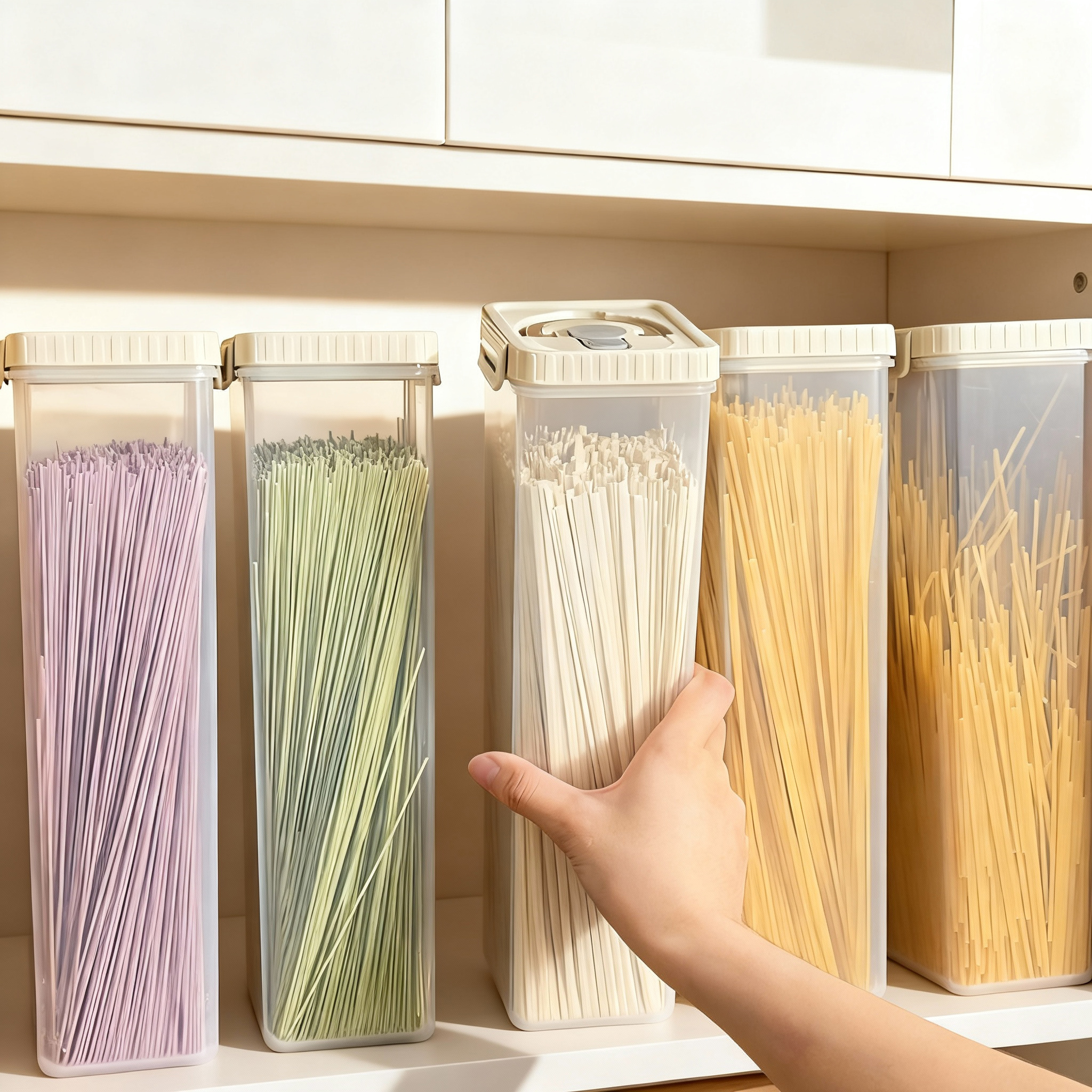 Kitchen Appliances Organizer - Noodles Sealed Storage Box With Handle