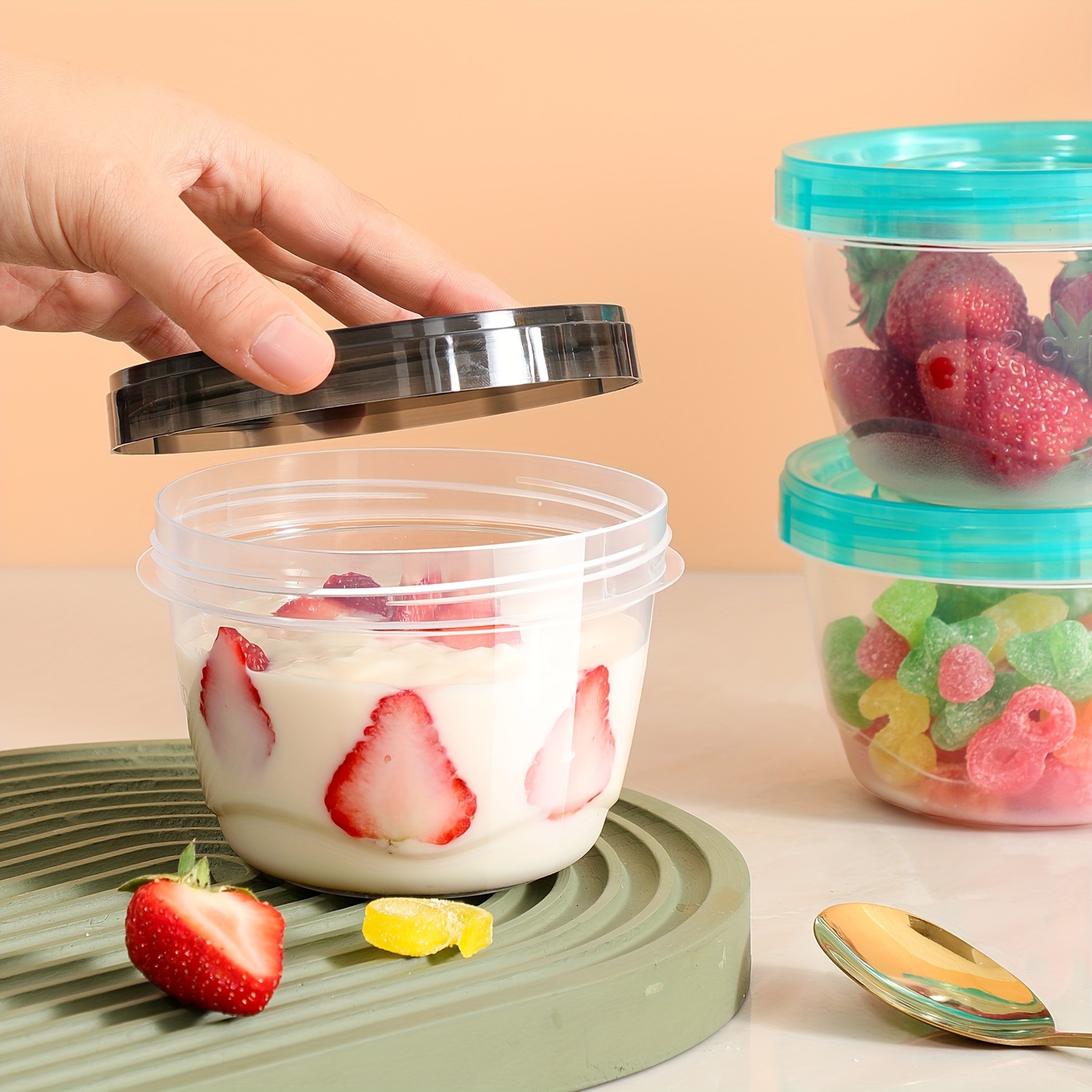 Kitchen Appliances Organizer - 2 Transparent Sealed Food Storage Containers