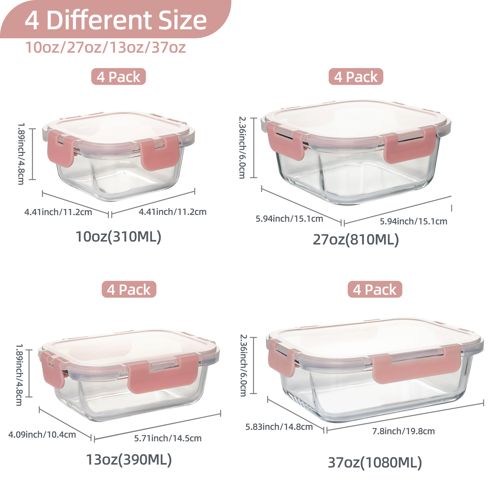 16-Piece Glass Food Storage Co - Kitchen Appliances Organizer recension och pris