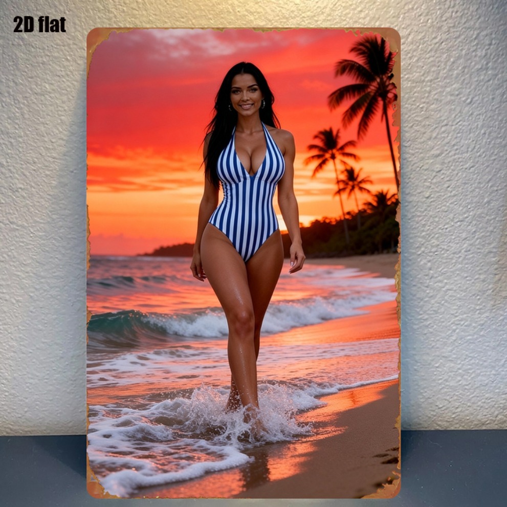 Retro Sunset Beach Girl Metal  - Kitchen Appliances Vintage recension och pris