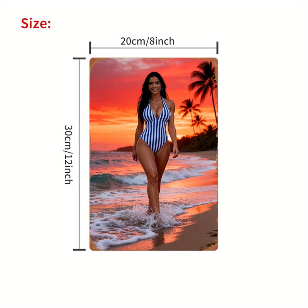 Retro Sunset Beach Girl Metal  - Kitchen Appliances Vintage recension och pris