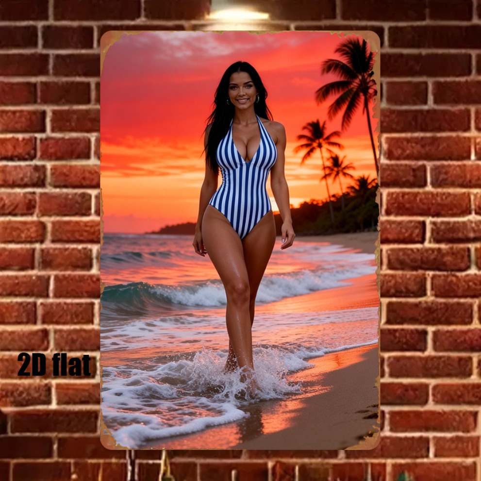 Retro Sunset Beach Girl Metal  - Kitchen Appliances Vintage recension och pris