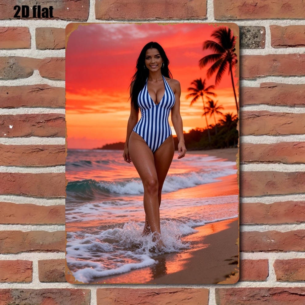 Retro Sunset Beach Girl Metal  - Kitchen Appliances Vintage recension och pris