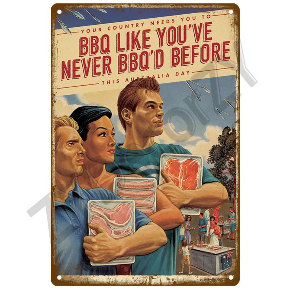 Retro BBQ Sign - Vintage Wall  - Kitchen Appliances Vintage recension och pris